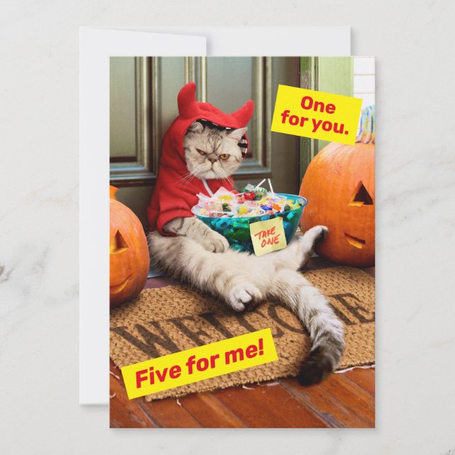 Grinig Djävul Katt Inbjudningar (Framsida)