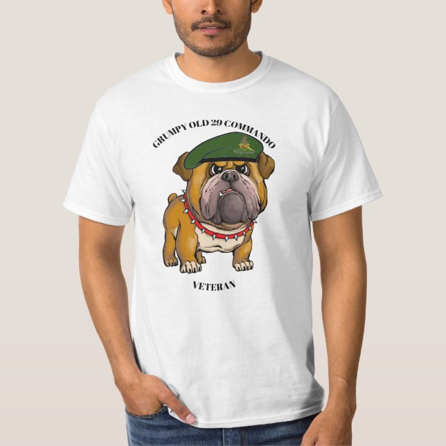 Grinig gammal 29 Commando Royal Artillery-veteran T Shirt (Framsida)