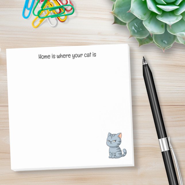 Grinig Grå Tabby Katt Anpassad Text Post-it Block (Skapare uppladdad)