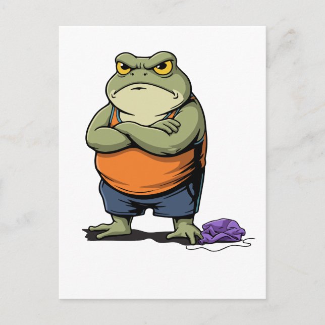Grinig groda rolig tecknad groda vykort (Framsida)