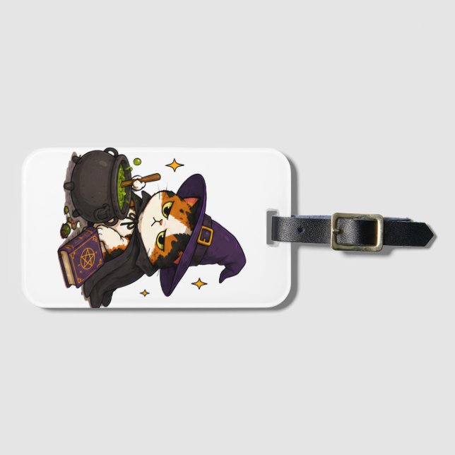 Grinig Halloween-katt-häxa  Bagagebricka (Framsida horisontal)