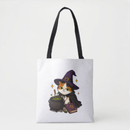 Grinig Halloweenhäxa Katt  Tygkasse