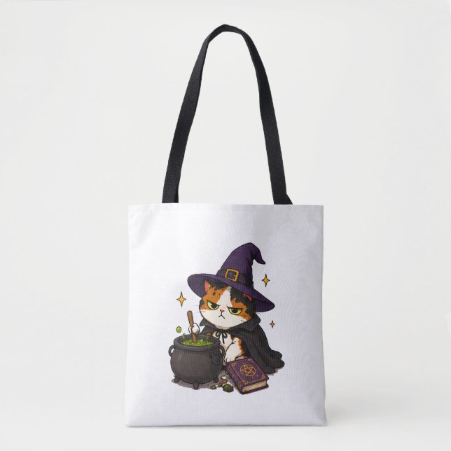 Grinig Halloweenhäxa Katt  Tygkasse (Framsida)