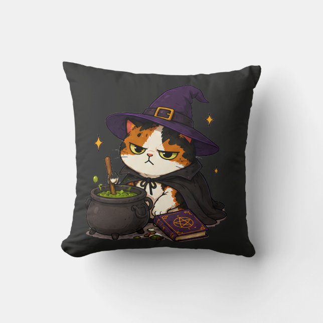 Grinig häxkatthalloween  kudde (Framsida)