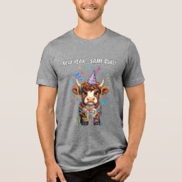 Grinig högläntsk ko nyår rolig sarkastisk t shirt