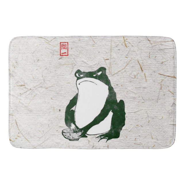 Grinig Japansk Groda Padda 1800-talet Badrumsmatta (Framsidan)
