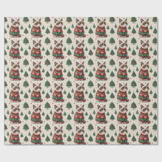 Grinig julkatt i ful jultröja presentpapper