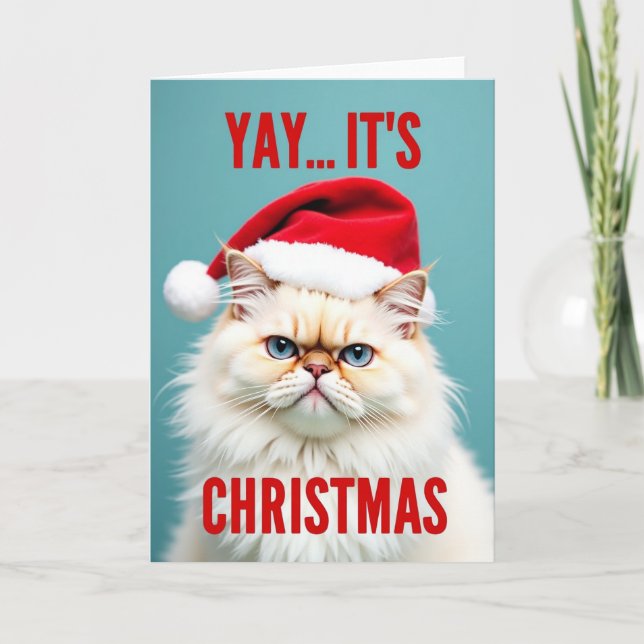 Grinig jultomte katt jul kort (Framsida)