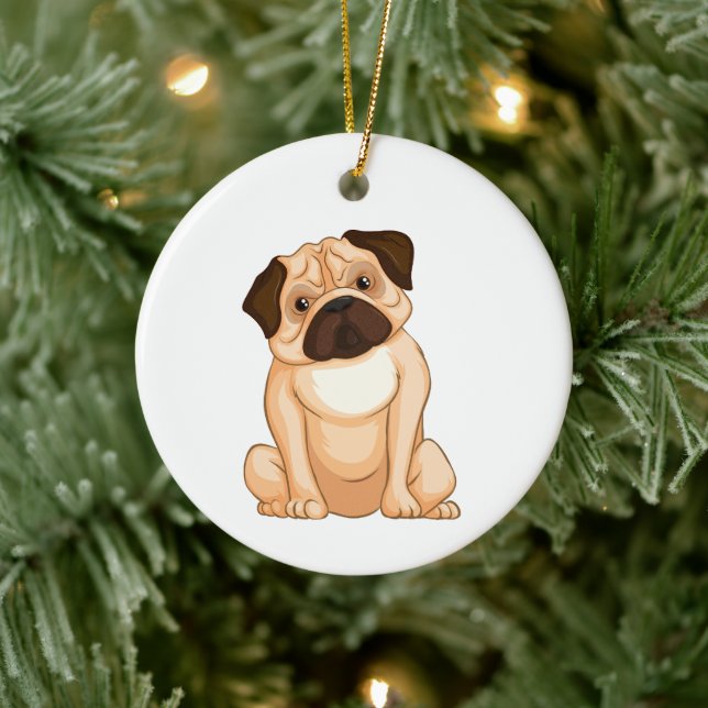 Grinig Pug Serieteckning Julgransprydnad Keramik (Träd)