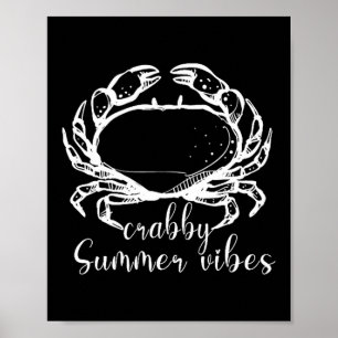 Grinig sommarstämning, kärlek krabba, rolig strand poster