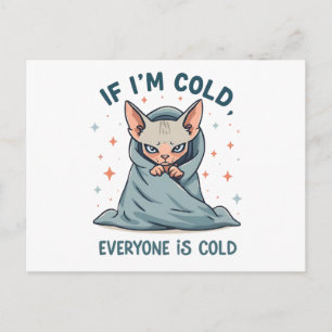 Grinig Sphynx Katt Kall Humor Tecknad Design Helg Vykort