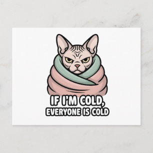 Grinig Sphynx Katt Kall Humor Tecknad Konst Helg Vykort
