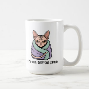 Grinig Sphynx Katt Kall Humor Tecknad Konst Kaffemugg
