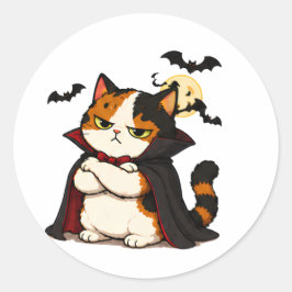 Grinig vampyrkatt Halloween Runt Klistermärke