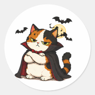 Grinig vampyrkatt Halloween Runt Klistermärke