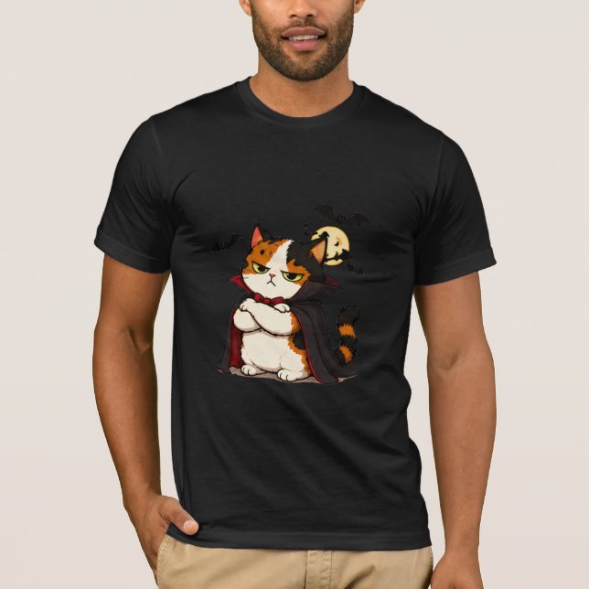 Grinig vampyrkatt Halloween  T Shirt (Framsida)