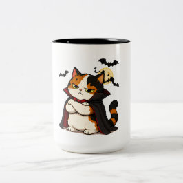 Grinig vampyrkatt Halloween Två-Tonad Mugg