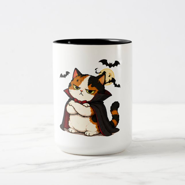 Grinig vampyrkatt Halloween  Två-Tonad Mugg (Center)