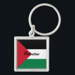 griniska nyckelkedja fyrkantig silverfärgad nyckelring<br><div class="desc">Palestinas flagga.</div>