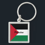 griniska nyckelkedja fyrkantig silverfärgad nyckelring<br><div class="desc">Palestinas flagga.</div>