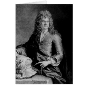 Grinling Gibbons som inristas av J. Smed Hälsningskort