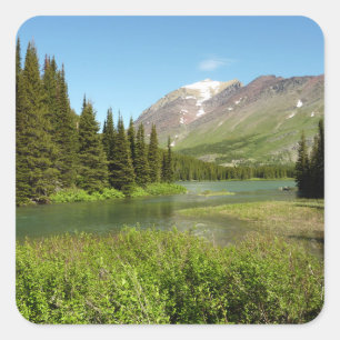 Grinnell Creek i Glacier National Park Fyrkantigt Klistermärke