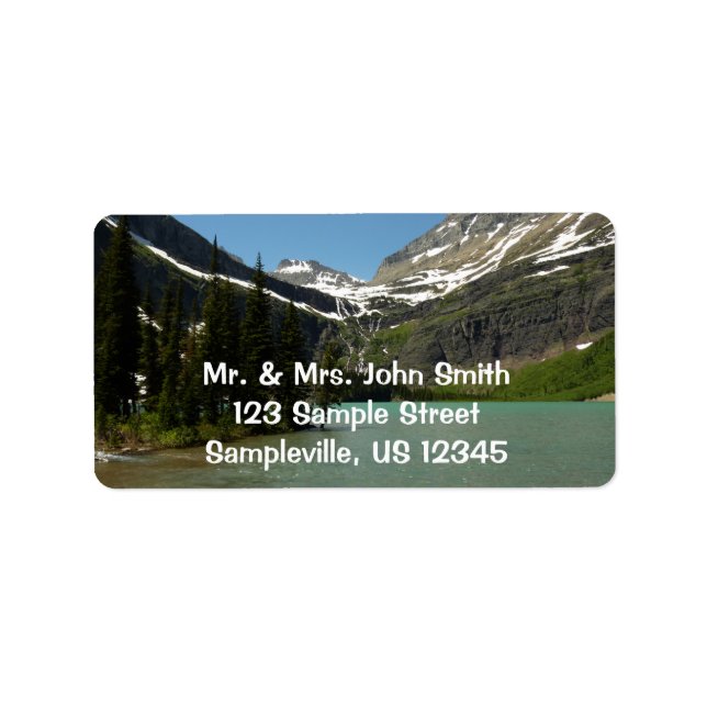 Grinnell Lake vid Glacier National Park Adressetikett (Framsidan)