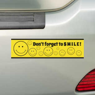 Grinning Ansikte Glöm inte SMILE Gult Bildekal