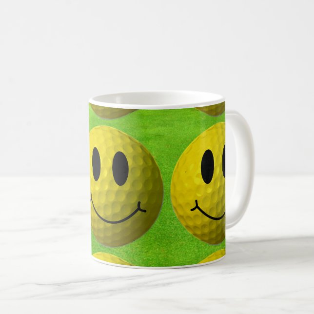 Grinning Ansikte Golf Boll Kaffemugg (Framsida höger)