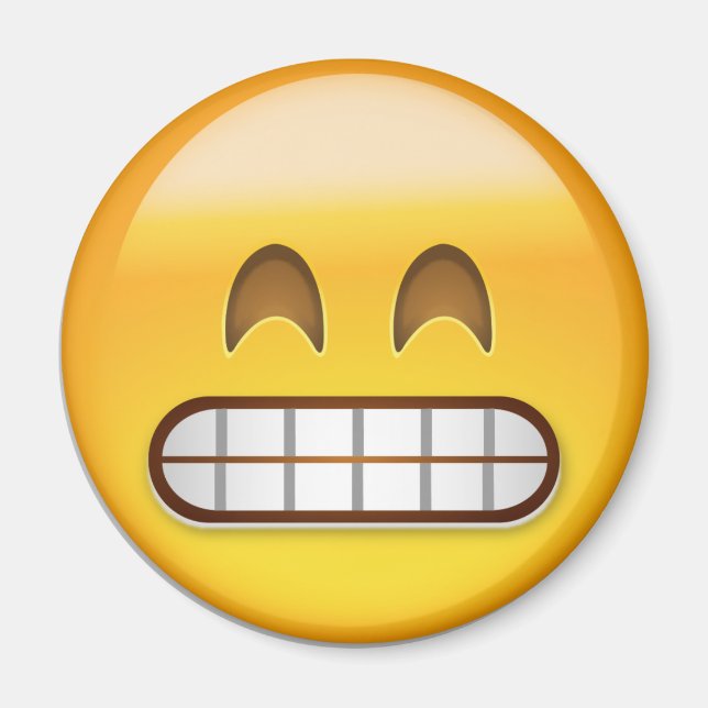 Grinning Ansikte med leende Öga Emoji Magnet (Framsidan)