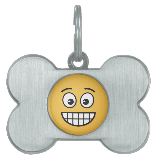 Grinning Ansikte med Open Öga ID-bricka Husdjur (Framsidan)