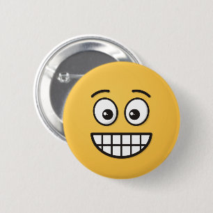 Grinning Ansikte med Open Öga Knapp