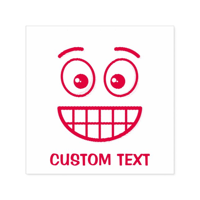 Grinning Ansikte med Open Öga Självfärgande Stämpel (Design)