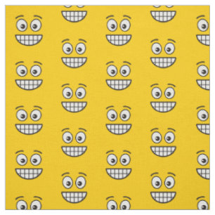Grinning Ansikte med Open Ögon Fabric Tyg