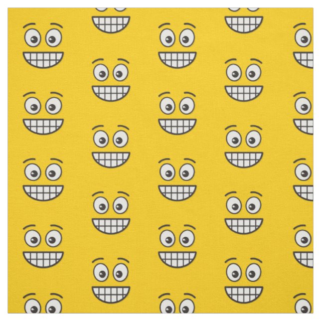 Grinning Ansikte med Open Ögon Fabric Tyg (Provkarta)