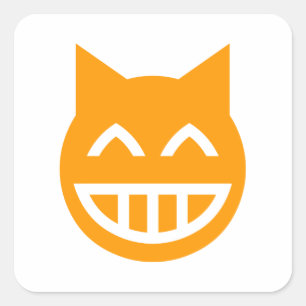 Grinning Emoji Cat Fyrkantigt Klistermärke