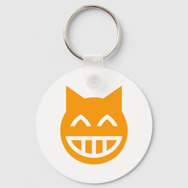 Grinning Emoji Cat Nyckelring (Framsida)