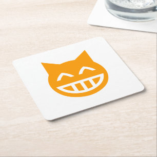 Grinning Emoji Cat Underlägg Papper Kvadrat