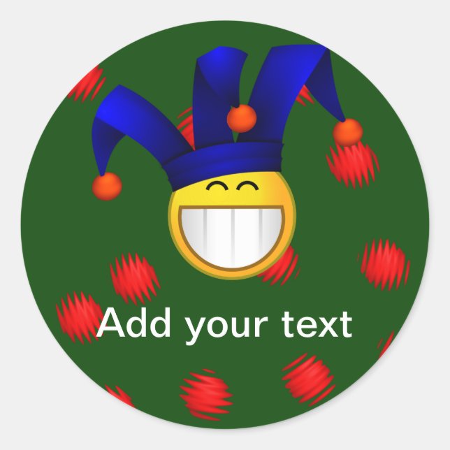 Grinning Emoji Jester Runt Klistermärke (Framsida)