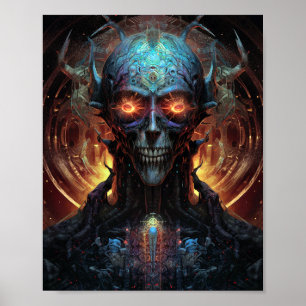Grinning Evil Alien Man Sci-Fi Art Poster