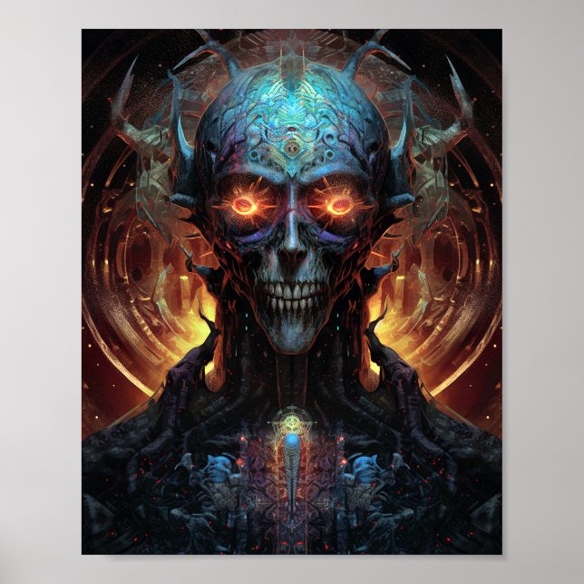 Grinning Evil Alien Man Sci-Fi Art Poster (Framsidan)