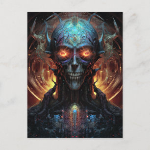 Grinning Evil Alien Man Sci-Fi Art Vykort