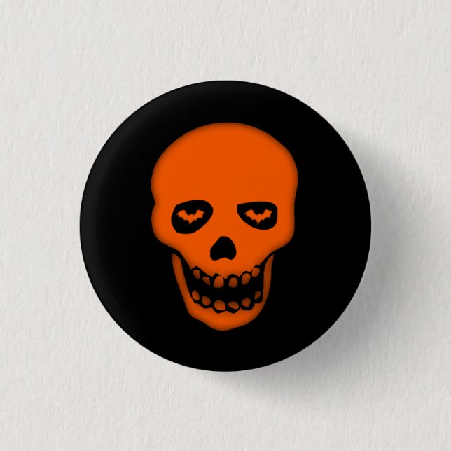 Grinning Fladdermus Skull Goth Badge Knapp (Framsida)