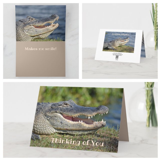 Grinning Gator tänker på dig Hälsning Kort (Skapare uppladdad)