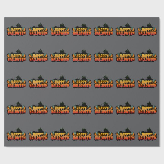 Grinning Ghouls, Haunted Halloween Presentpapper (Platt)