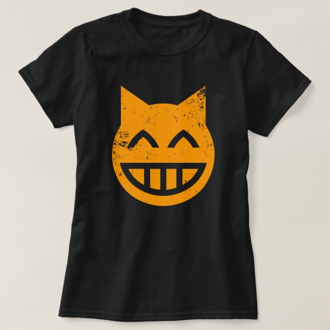Grinning Grunge Cat Emoji T Shirt (Design framsida)