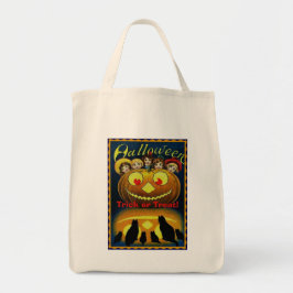Grinning Jack o'Lantern & Children Halloween Bag Tygkasse