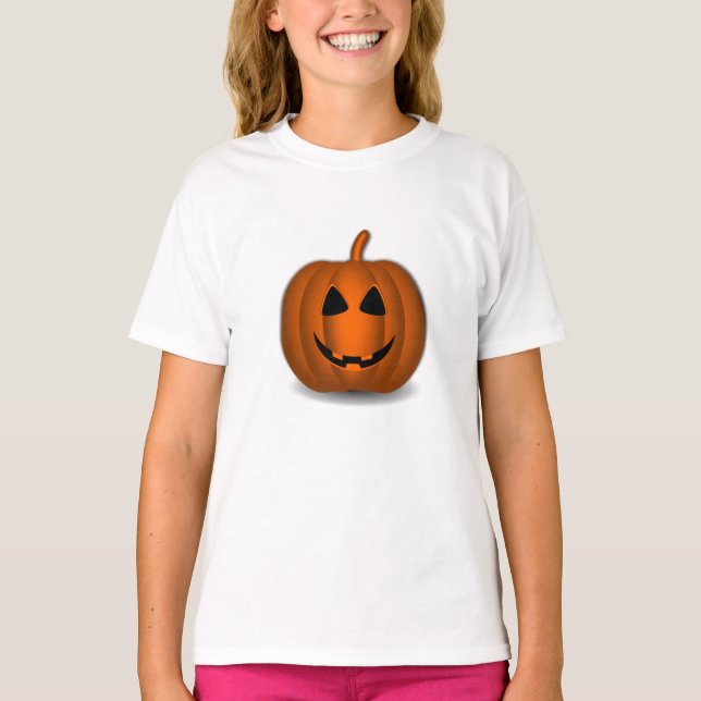 Grinning Jack o'Lantern Kids Ringer T-Shirt (Framsida)