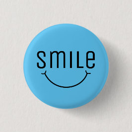 Grinning leende blå ansikte knapp