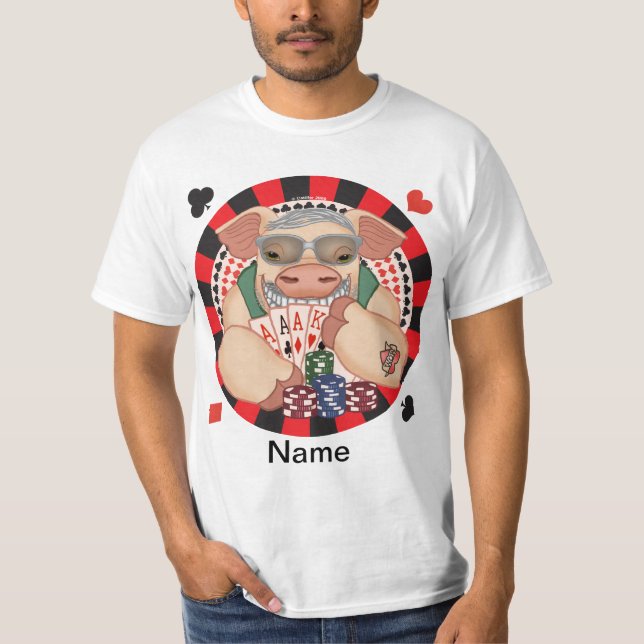 Grinning poker gris tee (Framsida)